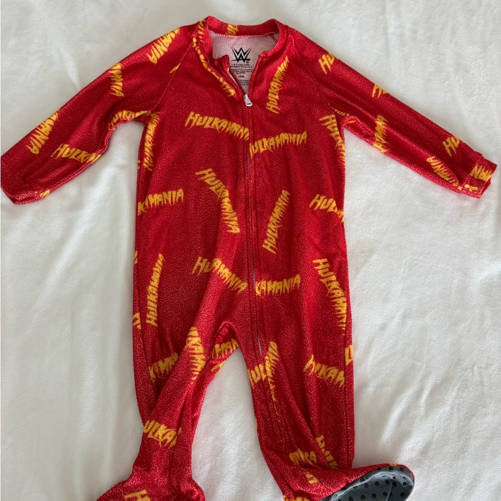 WWE Red & Yellow Hulkamania Kids Footed One-Piece
